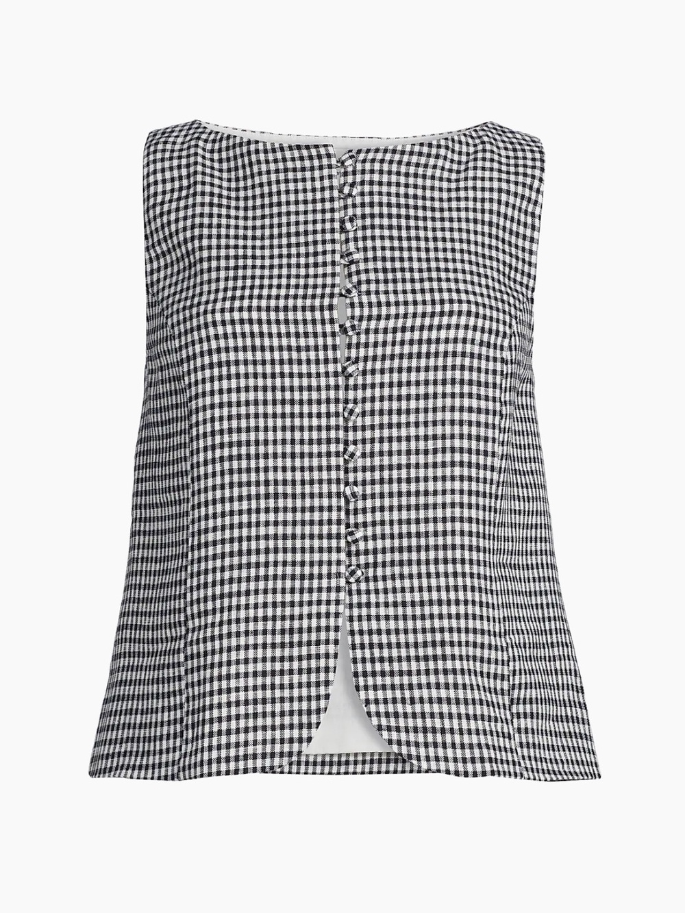Reformation Addison Black & White Gingham Button-Front Sleeveless Top - Picture 2 of 8